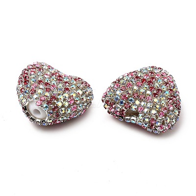 Sparkling Acrylic Heart Beads with Rhinestone Embellishment OACR-NH0001-02B-02-1