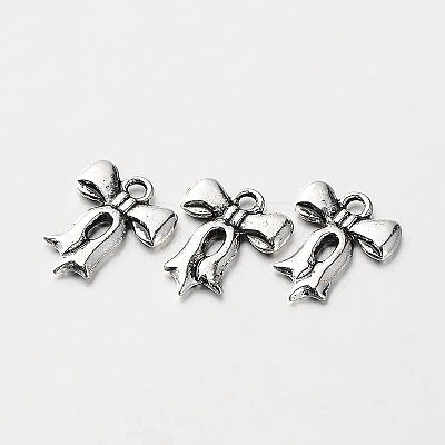 Tibetan Style Alloy Bowknot Bow Charms X-TIBEP-O009-20-1