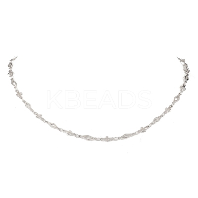 304 Stainless Steel Cross Rhombus Link Chain Necklaces NJEW-JN05651-1