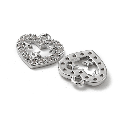 Brass Micro Pave Clear Cubic Zirconia Charms KK-H460-49P-1