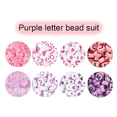 8 Style Pink & Purple Series Opaque Acrylic Beads MACR-YW0001-50-1