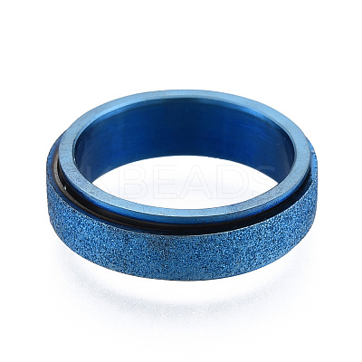201 Stainless Steel Sand Blast Rotating Finger Ring RJEW-N043-06B-1