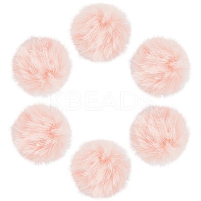 12Pcs Handmade Faux Rabbit Fur Pom Pom Ball Covered Pendants WOVE-SC0001-06B-1