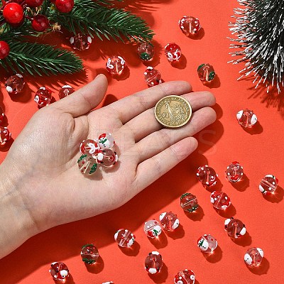 Christmas Transparent Glass Enamel Beads GLAA-YW0005-06A-01-1