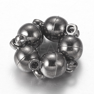 Round Brass Magnetic Clasps with Loops MC019-B-1