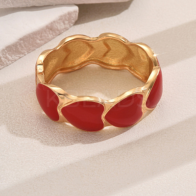 Classic Heart Alloy Enamel Hinged Bangles for Women EM9896-1-1
