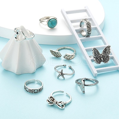 9Pcs 9 Style Adjustable Alloy Finger Rings RJEW-LS0001-15AS-1