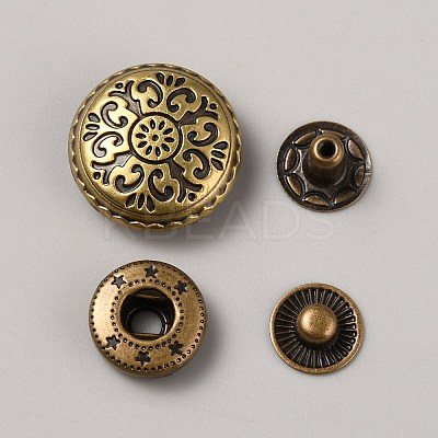 4Pcs Alloy Snap Button BUTT-WH0036-01H-AB-1