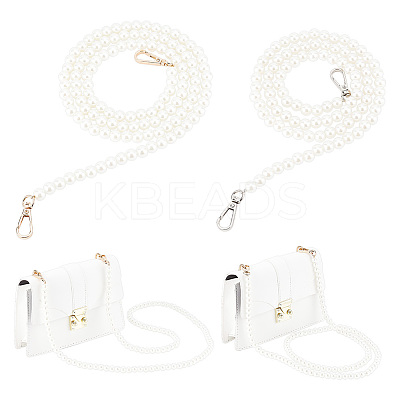 2Pcs 2 Style ABS Plastic Imitation Pearl Beaded Bag Handles FIND-WR0006-64-1
