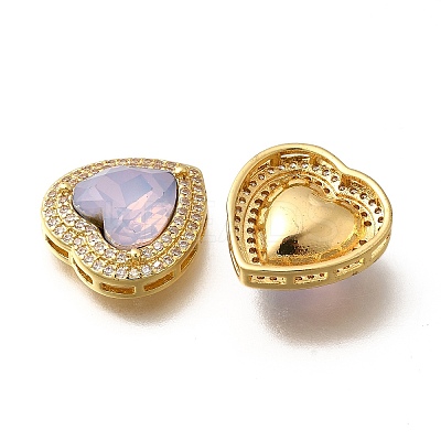 Heart Brass Glass Beads KK-Q043-27G-1