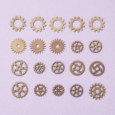 20Pcs Metal Alloy Steampunk Gear Charms Connectors Cog Pendants TIBEP-FS0001-04AB-1