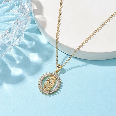 Brass Micro Pave Clear Cubic Zirconia Pendant Necklaces NJEW-JN04798-1