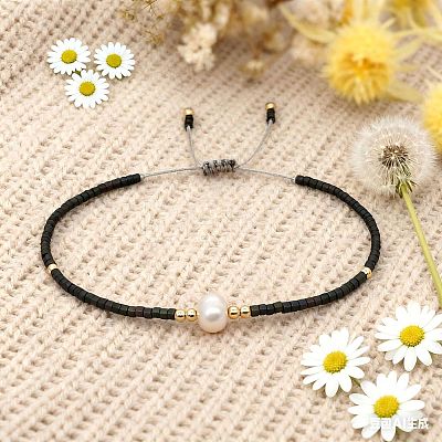 Adjustable Glass Seed Bead Braided Bead Bracelets for Women VT9382-14-1
