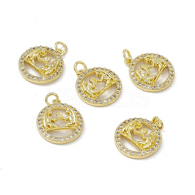 Real 18K Gold Plated Brass Micro Pave Clear Cubic Zirconia Pendants KK-E068-VB409-3-1