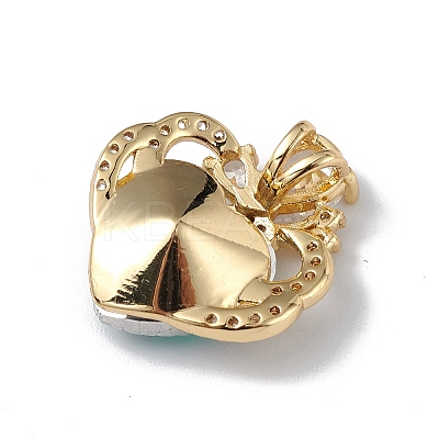 Real 18K Gold Plated Rack Plating Brass Micro Pave Clear Cubic Zirconia Pendants KK-C015-11G-16-1