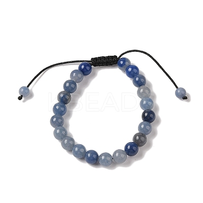 8mm Round Dyed & Heated Natural Blue Aventurine Braided Bead Bracelets BJEW-C067-01B-16-1