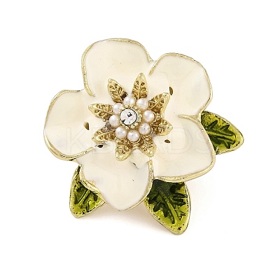Alloy Crystal Rhinestone & Plastic Pearl Flower Brooch for Women LS-JEWB-M045-02LG-1