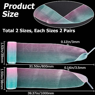 2 Pairs 2 Style Gradient Color Nylon Chiffon Shoe Laces FIND-GF0004-83B-1
