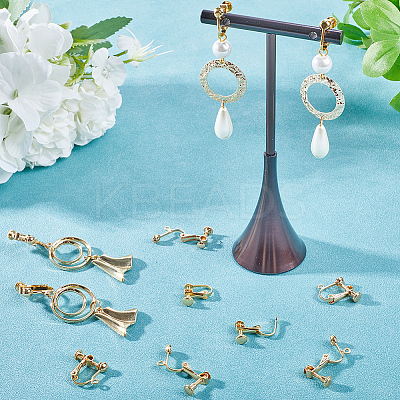 24Pcs 2 Size Brass Screw Clip-on Earring Findings KK-BBC0008-29-1