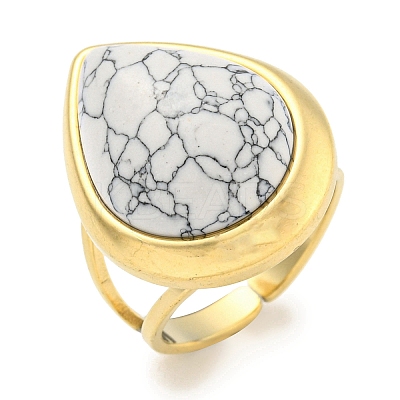 Ion Plating(IP) 304 Stainless Steel Synthetic Gemstone Cuff Rings G-Z056-09G-1