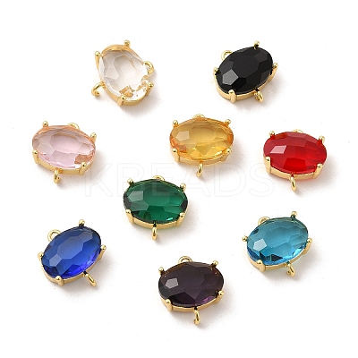 Transparent Glass Connector Charms KK-H438-09G-1