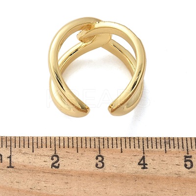 Brass Micro Pave Clear Cubic Zirconia Cuff Rings RJEW-C120-23G-1