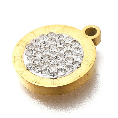 304 Stainless Steel Flat Round Hexagon Pendants STAS-Q348-32G-1