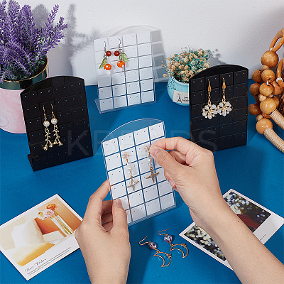 8Pcs 2 Colors 48 Holes Acrylic Earring Display Stands EDIS-CP0001-03-1