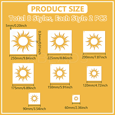16Pcs 8 Styles PET Hollow Out Drawing Painting Stencils DIY-WH0504-712-1