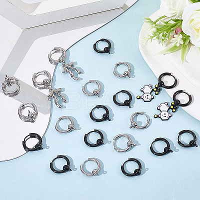 24Pcs 2 Colors  304 Stainless Steel Hoop Earring Findings FIND-SC0017-16C-1