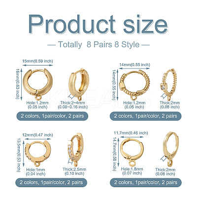 8 Pairs 8 Style Brass Hoop Earrings EJEW-PJ0001-05-1