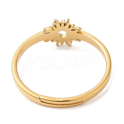 Ion Plating(IP) 304 Stainless Steel Flower Adjustable Ring for Women RJEW-M149-03G-1