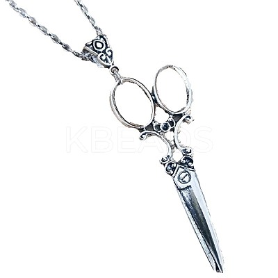 Vintage Alloy Scissors Shaped Pendant Necklaces for Women FS-WG6A66B-01-1