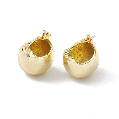 Brass Round Dome Hoop Earrings for Women EJEW-P215-02G-1