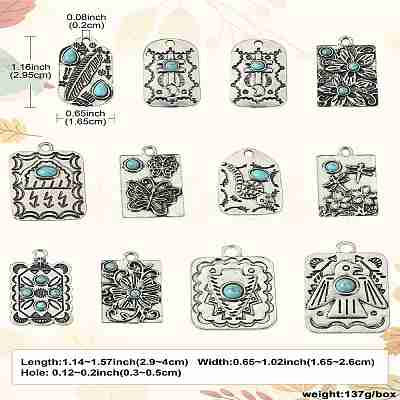 24Pcs 12 Styles Resin Imitation Turquoise Pendants FIND-CJ0003-52-1