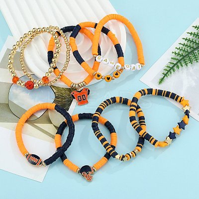 1 Set Handmade Polymer Clay Heishi Beads Stretch Bracelets Set BJEW-SZ0002-67A-01-1