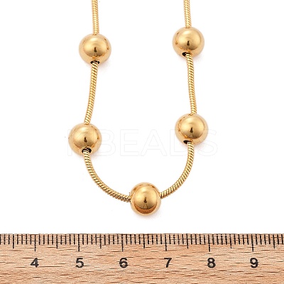 304 Stainless Steel Round Beads Snake Chain Necklaces NJEW-D319-02C-G-1