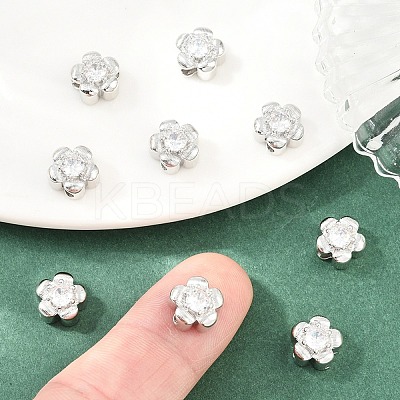 SHEGRACE Brass Micro Pave Clear Cubic Zirconia Beads XGRQ5K808-837P-1
