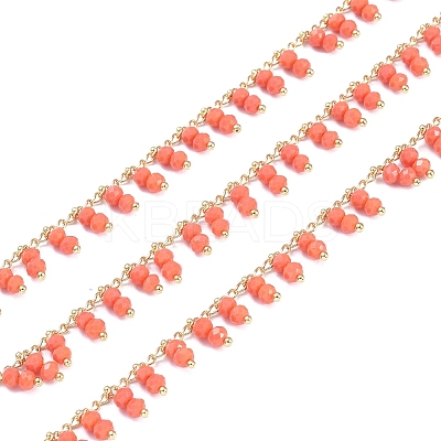 3.28 Feet Handmade Glass Beaded Chains X-CHC-I006-16G-1