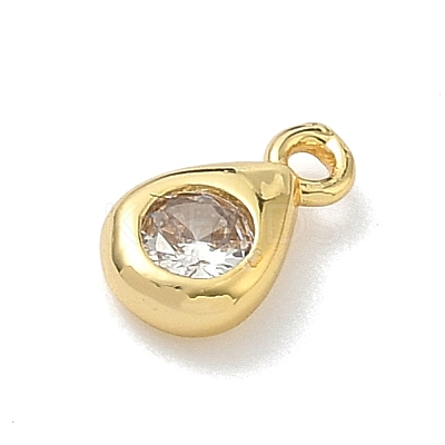 Brass Micro Pave Cubic Zirconia Charms KK-G548-20G-1