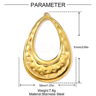 304 Stainless Steel Big Pendants STAS-OY003-37G-1