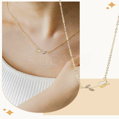 1Pc Alloy Resin Flower Pendant Necklaces for Women NJEW-LP0002-86G-1