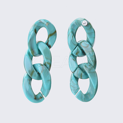 Acrylic Curb Chain Ear Studs EJEW-JE03126-M-1