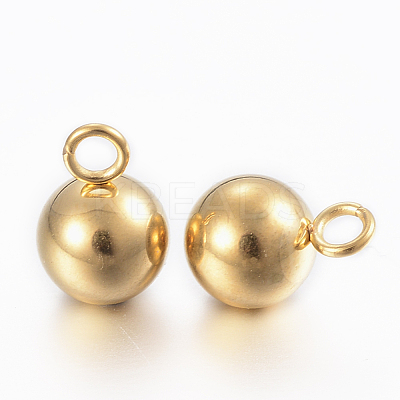Ion Plating(IP) 304 Stainless Steel Sphere Charms STAS-H394-11G-1
