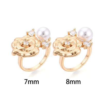 Flower Brass Micro Pave Clear Cubic Zirconia Cuff Ring Settings KK-T076-71G-1