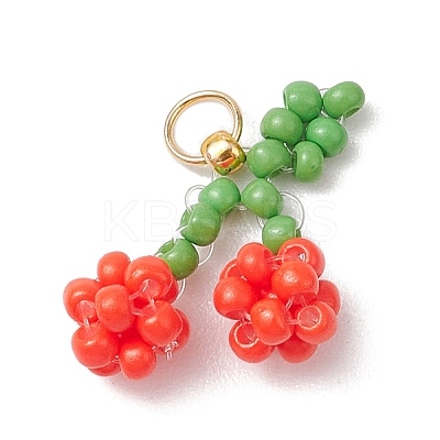 5Pcs Glass Seed Beaded Pendants PALLOY-MZ00478-1