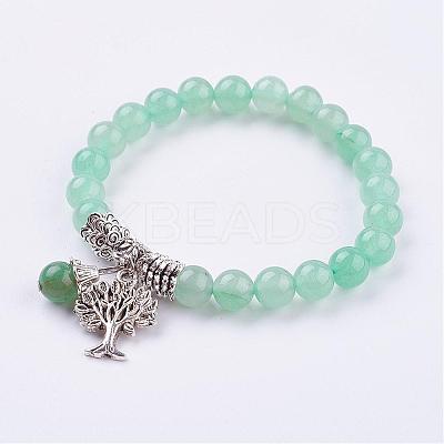 Natural Green Aventurine Stretch Bracelets BJEW-F262-A07-1