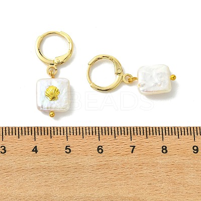 Natural Pearl & Alloy Hoop Earrings EJEW-JE07022-1