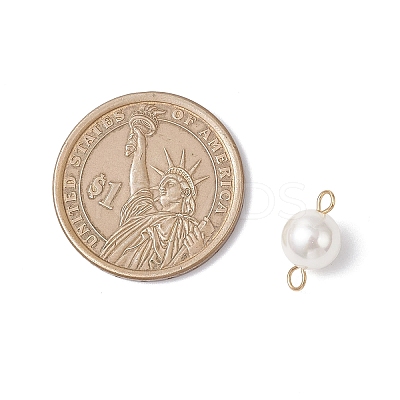 Shell Pearl Round Connector Charms PALLOY-JF04477-01-1