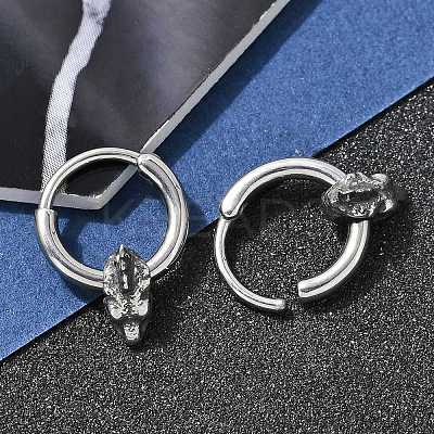 Dinosaur Head 316 Surgical Stainless Steel Hoop Earrings EJEW-G416-23AS-1